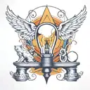 olympic & light bulb surrounded tattoo design idea