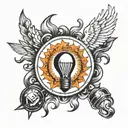 olympic & light bulb surrounded tattoo design idea