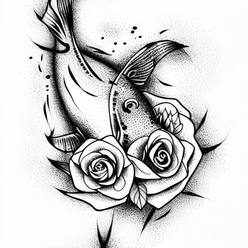 carpe koi with roses tattoo design idea