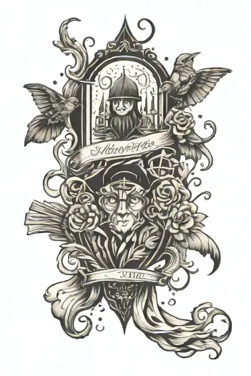 Harry Potter themed sleeve tattoo tattoo design idea