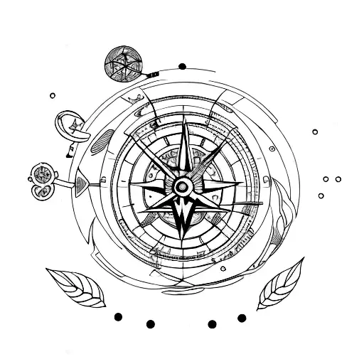 astrolabe with lotus for forearm tattoo design idea