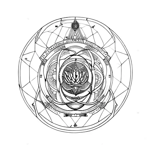 astrolabe with lotus tattoo design idea