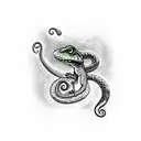 A tattoo combining the client's love for reptiles and literature, featuring a lizard or snake intertwined with a quote from a favorite book tattoo design idea