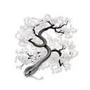 snake wrapped around cherry blossom tree tattoo design idea