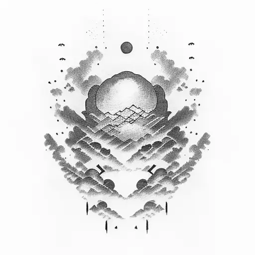 clouds with roman 8:18 tattoo design idea