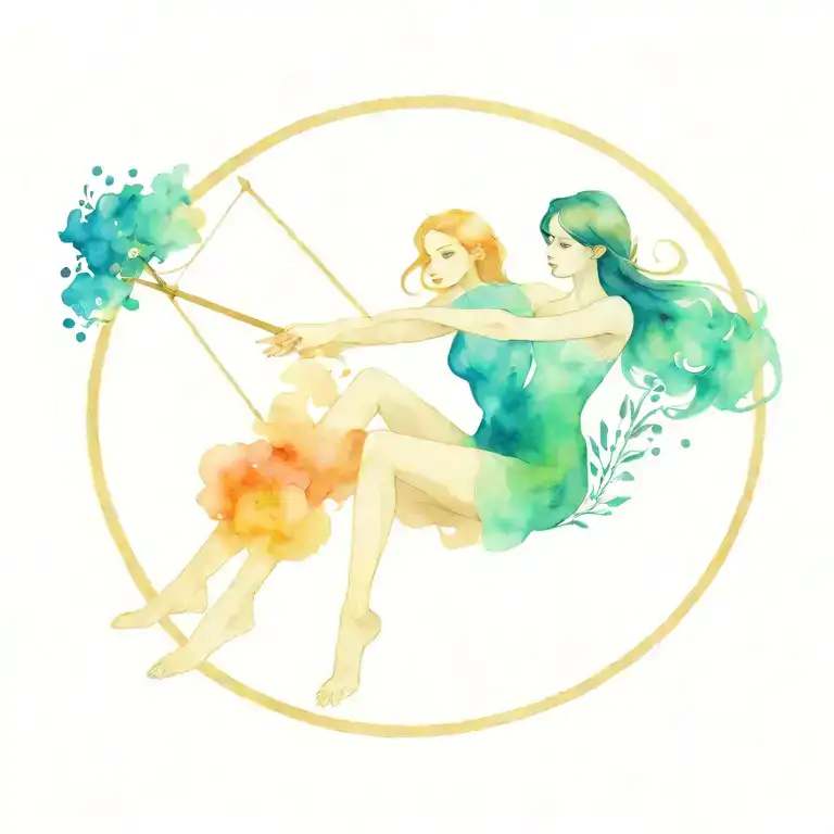 nature Sagittarius female Gemini man sitting tattoo design idea