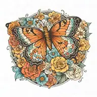 flower butterfly emerging tattoo design idea