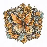 flower butterfly emerging tattoo design idea