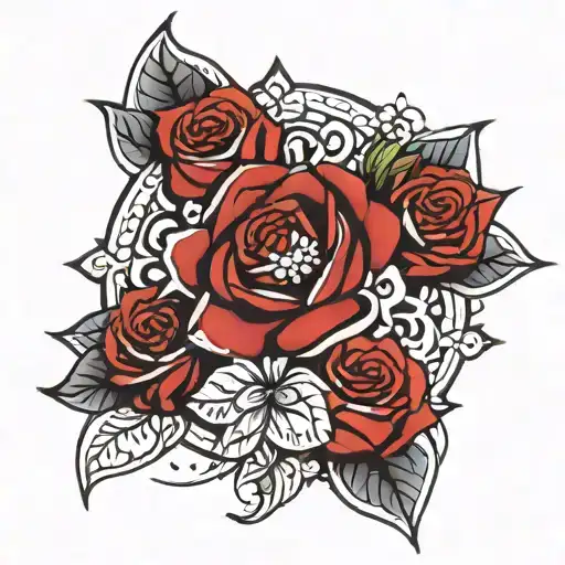 mandala design with roses tattoo design idea