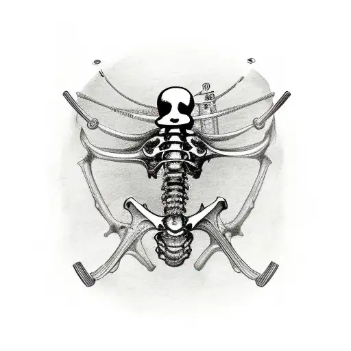 perfume bottle in the shape of a rib cage with a lid in skull shape tattoo design idea