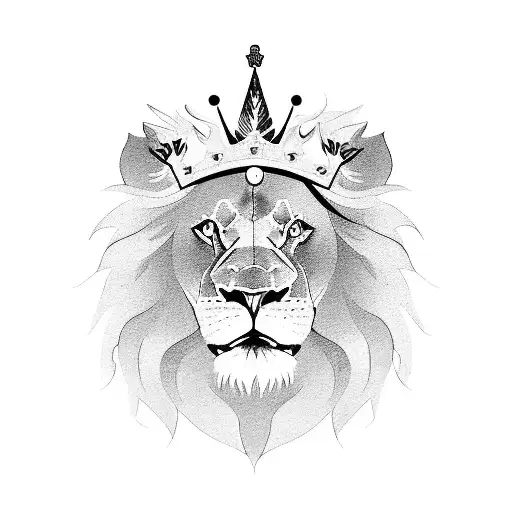 lion head with crown drawing