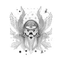 anjo com armas tattoo design idea