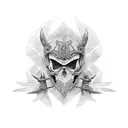 anjo com armas tattoo design idea