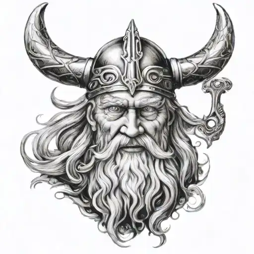 odin the allfather face tattoo design idea