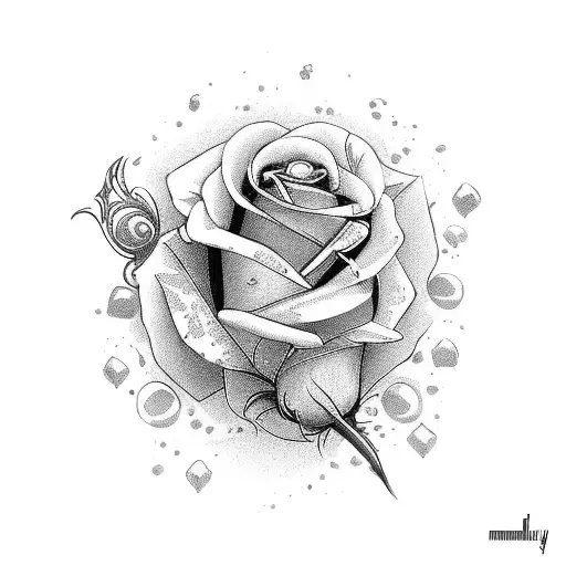 heartbreak with roses and knives tattoo design idea