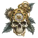 skull time melting timepiece with gears incorporated tattoo design idea