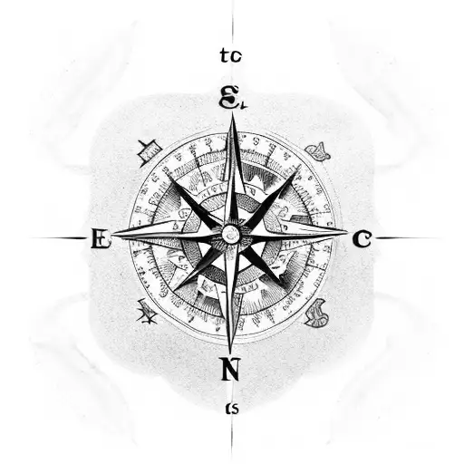 beach, bear, compass and cross tattoo design idea