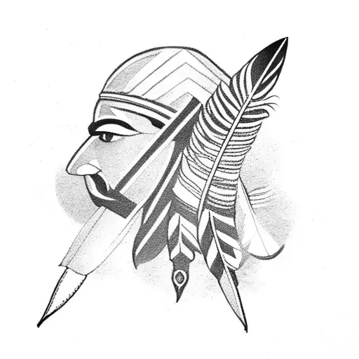 two indian arrows with feathers crossing to make X tattoo design idea