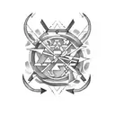 Arrows crossing to make x zodiac signs between spaces of the arrow x, aries, leo, taurus, and Virgo tattoo design idea