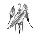 two indian arrows with feathers crossing to make X tattoo design idea