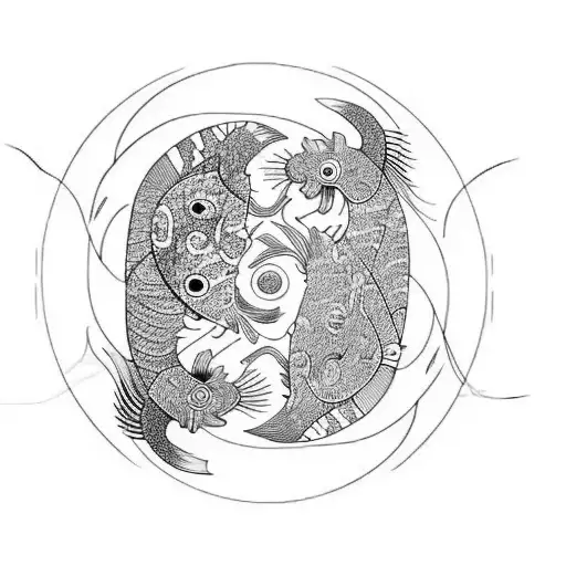 Yin and Yang Koi Fish Black and White tattoo design idea