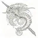 shrimp in the shape of a pistol tattoo design idea