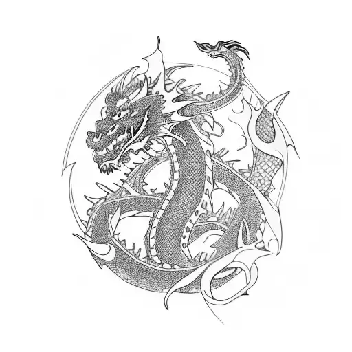 dragon and samurai  tattoo design idea