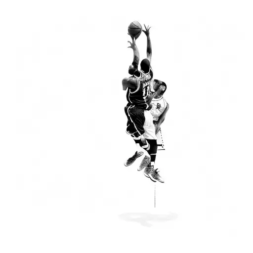 a basketball player in the air tattoo design idea