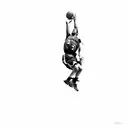 a basketball player in the air tattoo design idea