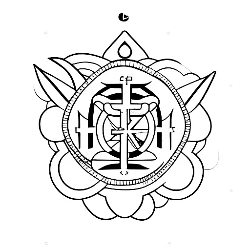 a church through a square window tattoo design idea