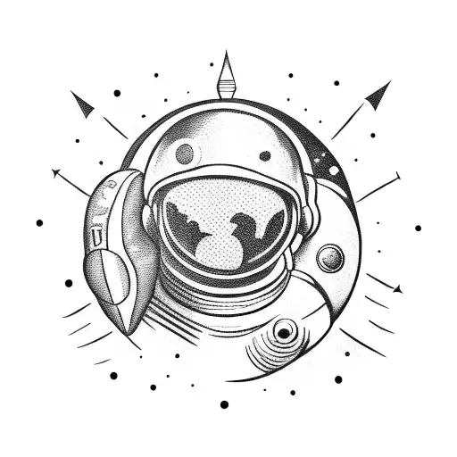 Spaceman with a dinosaur head tattoo design idea