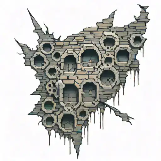 Brick Wall full of bullet holes  tattoo design idea