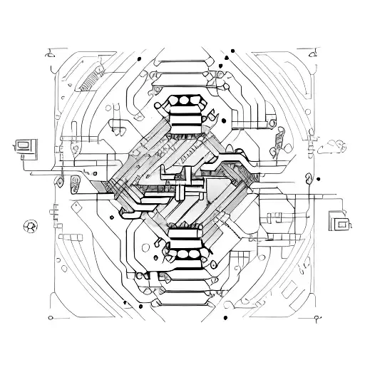 computer chip linework tattoo design idea