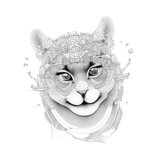 computer processing unit architecture linework tattoo design idea