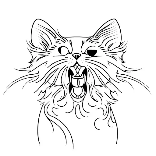 A simple outline of a cat with vibrant and colorful hair dye splashes around it, representing your passion for cats and hair dying tattoo design idea