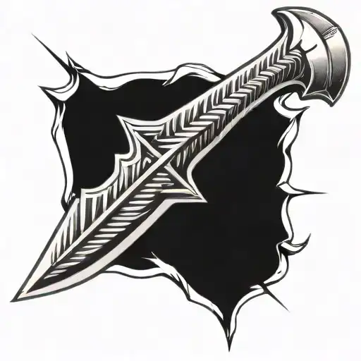 military hatchet with arrowhead arrow crossed tattoo design idea