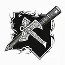 military hatchet with arrowhead arrow crossed tattoo design idea