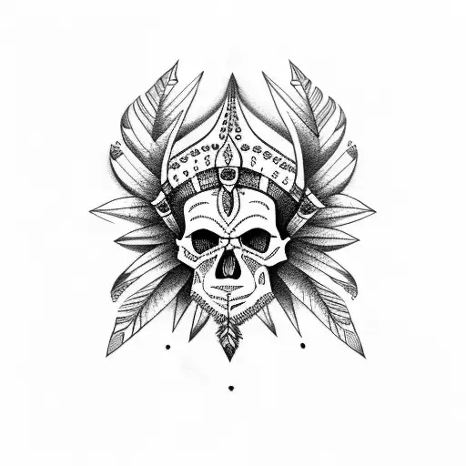 skull indian tattoo design idea