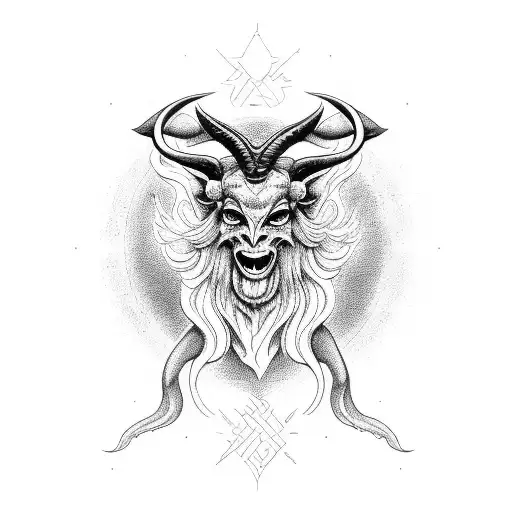 baphomet full body aquelarre goya tattoo design idea