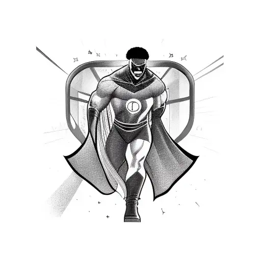 black superhero tattoo design idea