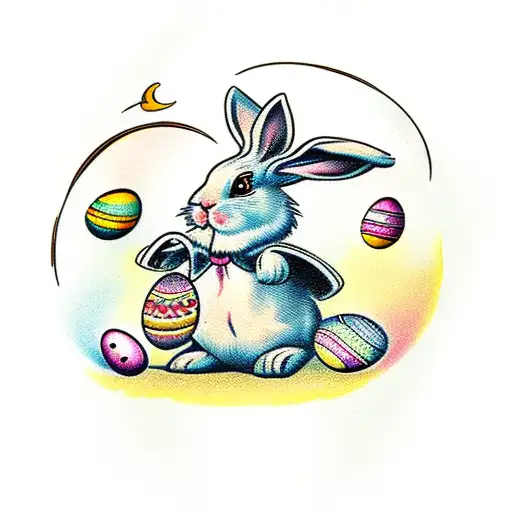 Easter bunny tattoo design idea