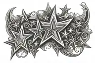 name written with 5 point stars  tattoo design idea