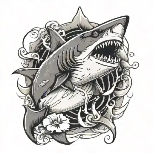 jaws shark lifering tattoo design idea