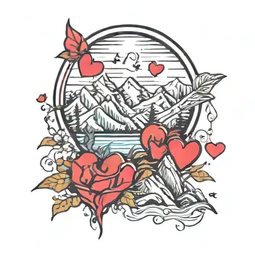 mountains, heartbreak love hurts tattoo design idea