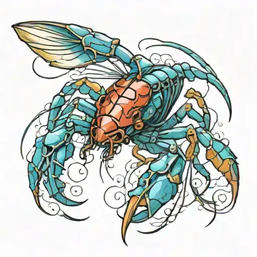 magic crayfish tattoo design idea