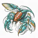 magic crayfish tattoo design idea