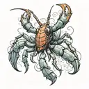 magic crayfish tattoo design idea