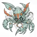 magic crayfish tattoo design idea