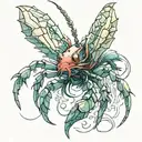 magic crayfish tattoo design idea