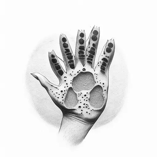 dog paw and hand tattoo design idea